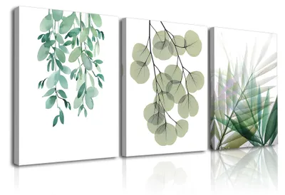 3er-Set Leinwandbilder grüne Blätter 30x40 cm