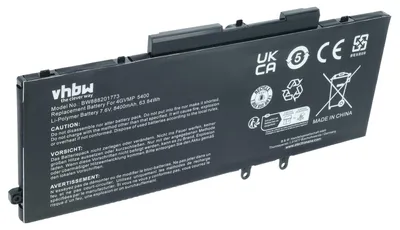 Produktbild von vhbw Akku kompatibel mit Dell N001L5400-D1306CN, N013L5400-D1526FCN, N022L5400-D1536FCN, N032L5400-D1706CN Notebook (8400 mAh, 7,6 V, Li-Ion)