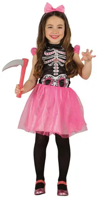 Produktbild von Rosa Skelett-Tütü-Kleid für Mädchen, Gr. 98-146, Größe:128/134