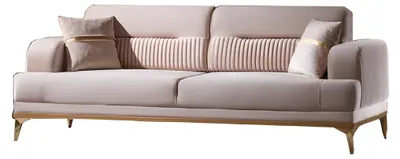 Produktbild von Dreisitzer Wohnzimmer 3-Sitzer Sofa Polster Möbel Stoff Beige Modern Couch