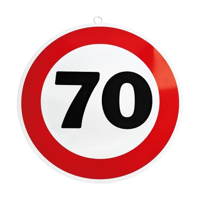 Produktbild von Metallschild mit Verkehrszeichen als Dekoration zum 70. Geburtstag
