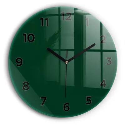 Obrázok produktu pre Wallfluent Hodiny - Okrúhle Sklenené Nástenné Hodiny - Tichý Quartz Strojček - Dekorácia Na Stenu V Spálni - Čierne Hodinové Ručičky - 60cm - Farba fľaše zelená