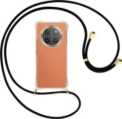 Produktbild von Handykette Backcover-Schutzhülle mit Band (Metall goldfarben) für Honor X60 Pro 5G - schwarz