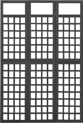 Obrázek produktu pro vidaXL Mřížka/paraván 3-dílný z masivního dřeva jedle černá 121x180 cm