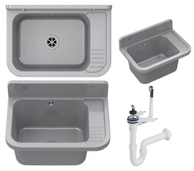Immagine prodotto di Granitan | Lavabo - Lavello 50x34x31 cm - Lavello grigio - con sifone - PARON