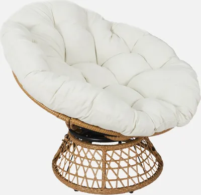 Produktbild von sweeek - Drehbarer Papasan-Sessel aus Stahl und Polyrattan outdoor/indoor Ø96cm - Ecru