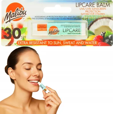 Immagine prodotto di Balsamo Labbra Protezione Solare Malibu Menta SPF 30 Impermeabile 4g
