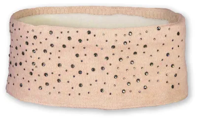 Produktbild von styleBREAKER Stirnband Damen Winter mit Strasssteinen und Fleece Innenfutter | warmes elastisches Feinstrick Haarband gefüttert | Glitzer Headband für kalte Tage