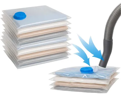 Produktbild von BURI Basics XL Vakuumbeutel für Kleidung - 8er Pack Jumbo 100x80 cm - Luftdichtes Ventil, Reißverschluss, transparent