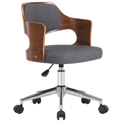 Image de vidaXL Chaise de salle à manger pivotante Gris Bois courbé et tissu