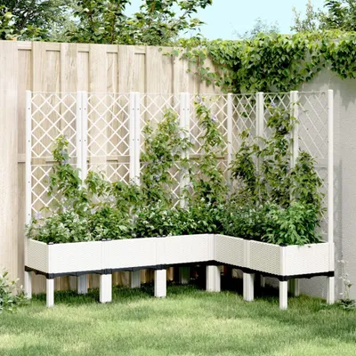 Image de Maison Exclusive - Bac à plantes avec treillis blanc 160x120x142 cm PP