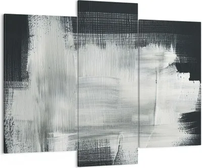 Produktbild von Bild auf Leinwand - Leinwandbild - 3 Teile - Abstraktion Schwarz Weiß - 130x100cm - Wand Bild - Wanddeko - Wandbilder - Leinwanddruck - Bilder - Wanddekoration - Leinwand bilder - CB130x100-4173