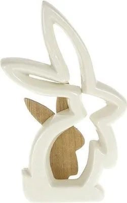 Produktbild von Figur eines Hasen aus Öko-Keramik und Holz, 14 x 5 x 22 cm