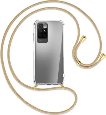 Produktbild von Handykette Backcover-Schutzhülle mit Band (Metall goldfarben) für Xiaomi Redmi 10 - caramel