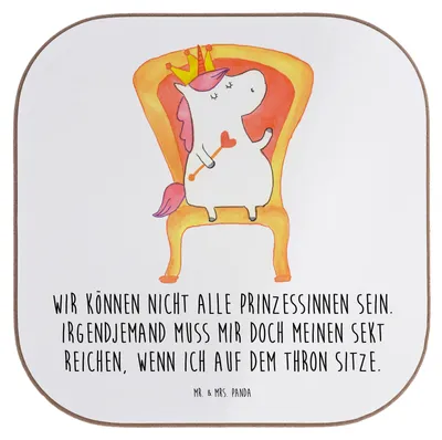 Produktbild von Mr. & Mrs. Panda Tassen Untersetzer Einhorn Prinzessin - Weiß - Geschenk, Geburtstag, Glas, bieruntersetzer, gläseruntersetzer, Geburtstagsgeschenk, für Gläser, Unicorn
