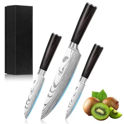 Image de Omgoods - Set de 3 couteaux de cuisine en acier de haute qualité