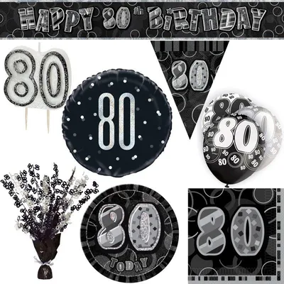 Produktbild von 80. Geburtstag Geburtstagsdeko Partyset Mann Frau Party Deko Set Geburtstag schwarz silber