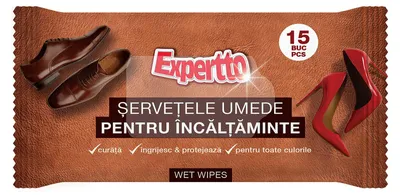 Produktbild von EXPERTTO Feuchttücher für Schuhe, 15 Stück