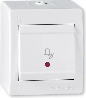 Produktbild von Klingeltaster mit Glimmlampe IP 44 Weiß