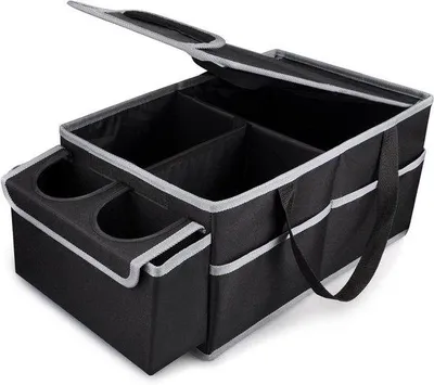 Image de Organiseur de siège de voiture avec porte-gobelet, imperméable, pliable, noir