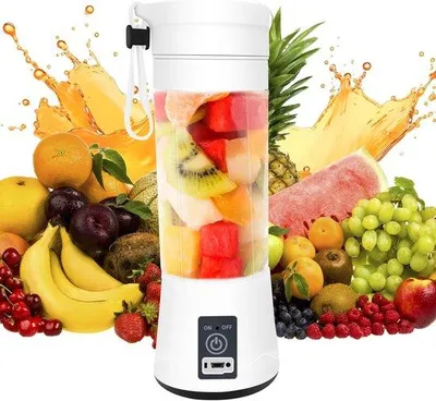 Obrázek produktu pro Ruční mixér na smoothie 380 ml, přenosný mini mixér na smoothie, výkonný akumulátorový mixér se 6 noži, ideální do kuchyně, kanceláře i posilovny