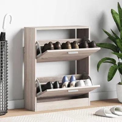 Produktbild von vidaXL Schuhschrank Holz in Eichen-Optik mit 2 Schuhkippern