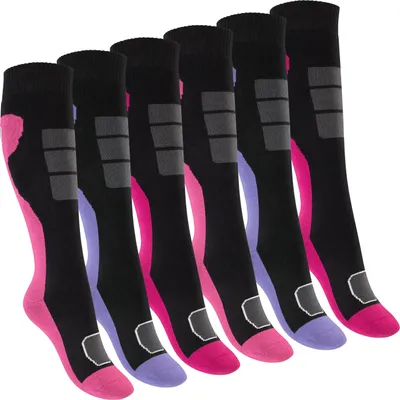 Produktbild von Footstar Kinder Outdoor Kniestrümpfe (6 Paar) Bunte Strümpfe mit Thermo-Effekt - Variante 1 Lila Pink 35-38