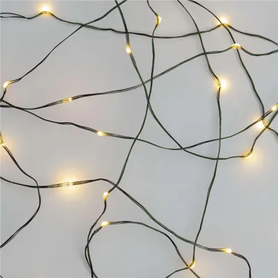 LED vánoční nano řetěz zelený, 15 m, venkovní i vnitřní, teplá bílá, časovač