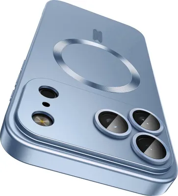 Image de Coque magnétique pour iPhone 17 Pro Max, coque de protection en silicone mat avec protecteur d'objectif, compatible MagSafe Bleu clair