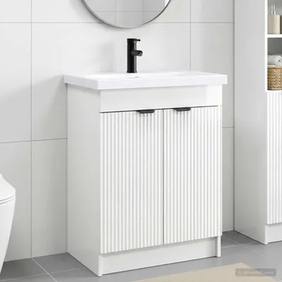 Produktbild von Maison Exclusive - Badezimmermöbel-Set Hochglanz Weiß 78,5 x 37,5 x 81 cm