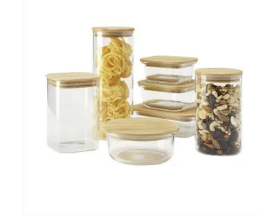 Produktbild von Aufbewahrungsdose 7er-Set Glasbehälter mit Bambusdeckel