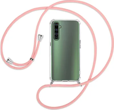 Produktbild von Handykette Backcover-Schutzhülle mit Band (Metall silberfarben) für Realme X50 Pro 5G - rosa