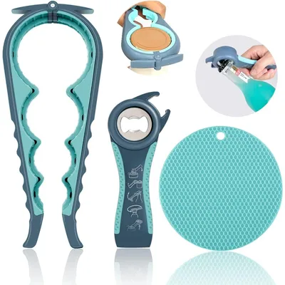 Produktbild von 5-in-1 Gläseröffner für Senioren & Arthritis - Multifunktionaler Flaschenöffner & Deckelöffner mit Rutschfestem Gummi-Grip-Pad