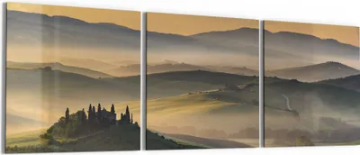 Produktbild von DEQORI Glasbild Echtglas 3x50x50 cm 'Toskanischer Morgenzauber' Wandbilder XXL groß