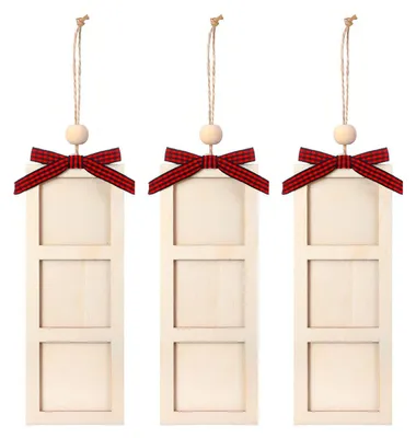 Produktbild von Weihnachtlicher Fotorahmen-Anhänger aus Holz mit 6 Fotorahmen und Aufhängeschlaufe für den Weihnachtsbaum