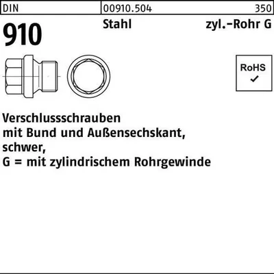 Produktbild von Reyher  Verschlussschrauben DIN 910 Stahl G 3/8 A (50 Stück)