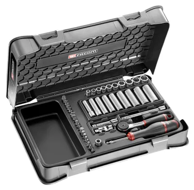 Image de Coffret clé à cliquet + douilles longues 1/4'' FACOM R.2BLPB