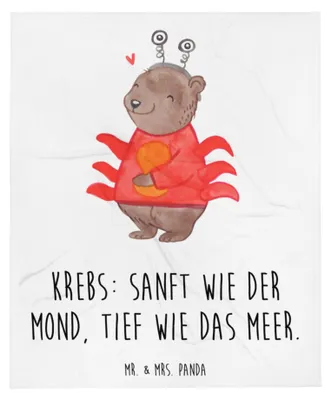 Produktbild von Mr. & Mrs. Panda Bettdecke Krebs Astrologie - Weiß - Geschenk, Sternzeichen, Bettüberwurf, Wohndecke, Decke, Geburtstagsgeschenk, Plaid, Kuscheldecke, Tierkreiszeichen