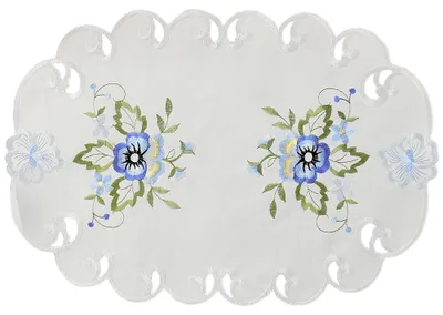 Produktbild von Tischläufer ELKE Stiefmütterchen blau Polyester 30 x 45 cm oval