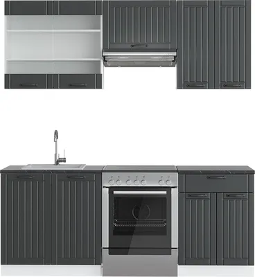 Immagine prodotto di Cucina componibile Vicco Fame-Line Antracite rustico/bianco 200 cm senza piano di lavoro, Model 36160