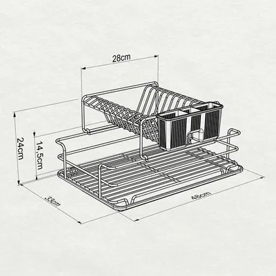 Produktbild von Teknotel Geschirrabtropfgestell 2 Ebenen Metall Schwarz 33 x 48 x 24 cm