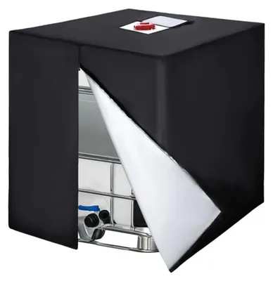 Obrázek produktu pro IBC nádrž, kryt, 1000 litrů, polyester 420D, zip, odolné proti UV záření, vodotěsné, rozměry 120x100x116 cm, barva: černá