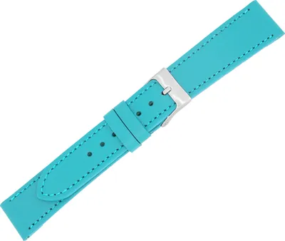 Produktbild von Minott > Uhrenarmband Kalbsleder türkis Ton in Ton Naht Verlauf flach , Stegbreite:20mm, Schließe:Silbern