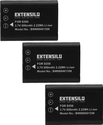 Produktbild von EXTENSILO 3x Akku Ersatz für Pentax D-Li78 für Kamera (600 mAh, 3,7 V, Li-Ion)