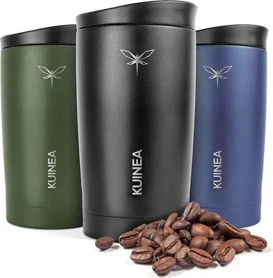 Produktbild von Kaffeebecher To Go 350 ml - schwarz - KUINEA Alltagsbegleiter KU008CM - Edelstahl Thermobecher 100% auslaufsicher