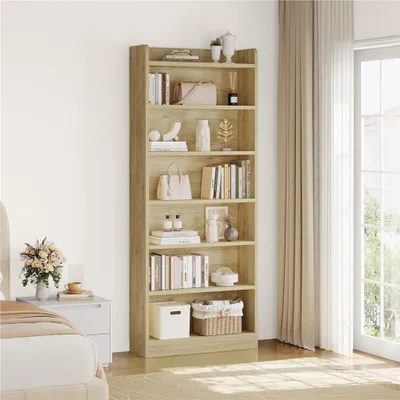 Produktbild von Yaheetech Bücherregal 7 Fächer Bücherschrank 180 cm H Standregal mit verstellbarer Regalboden, Hellbraun