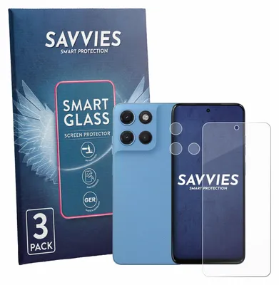 Produktbild von 3x Savvies Schutzglas Folie für Motorola Moto G17 Power (Display+Kamera) 9H Panzer Schutzfolie Glas Displayschutz klar transparent