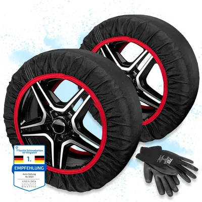 Produktbild von Heyner® Schneeketten Textilschneeketten Anfahrhilfe Stoffketten Snowsocks aus Stoff 2 Stück, Größe M 13"-18"