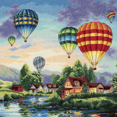 Image de Dimensions Kit de broderie au point de croix "Gold Collection, Balloon Glow", 40,6x30,4cm