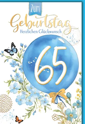 Produktbild von 65. Geburtstag Luftballon herzlichen Glückwunsch Glückwunschkarte mit Umschlag